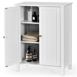 Bathroom Storage Cabinet with Adjustable Shelves in White Wood Finish