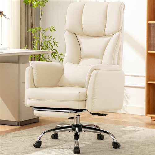 Upgrade your office with this Big and Tall Cross Legged Office Executive Chair with Footrest and Convertible Infinite Gear Armsrest in  White. Designed for all-day comfort and support. Featuring high-quality imitation leather, ergonomic cushioning, and fu