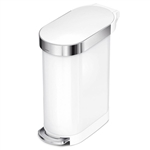 White 12-Gallon Narrow Kitchen Trash Can with Easy Step-on Lid