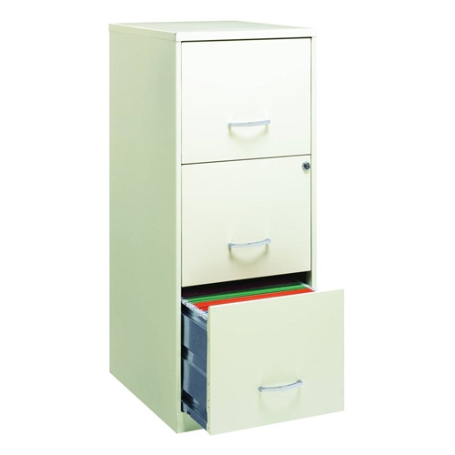 White Metal 3-Drawer Vertical Key Locking Filing File Cabinet