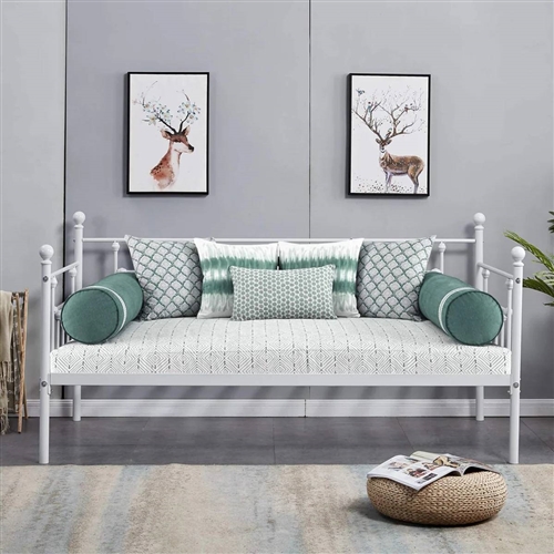 Twin size Farmhouse Daybed Frame in White Metal Finish