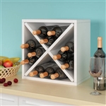 Stackable 12-Bottle Wine Rack in White Wood Finish