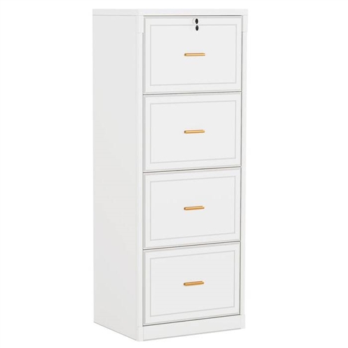 White 4 Storage Vertical Lockable File Cabinet