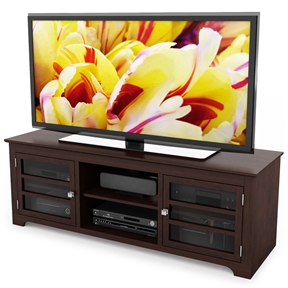 Dark Espresso TV Stand with Glass Doors - Fits up to 68-inch TV