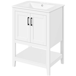 Modern White Wood Bathroom Vanity with White Ceramic Sink