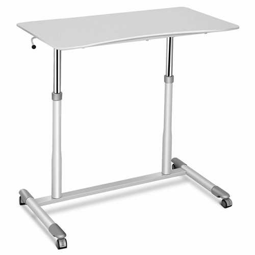 Mobile Adjustable Height Sit Standing Stand Up Desk White