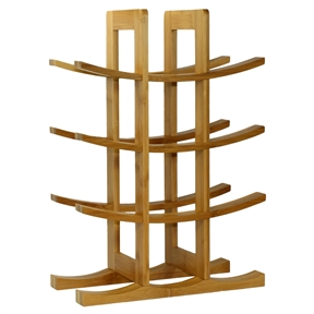 12-Bottle Wine Rack Modern Asian Style in Natural Bamboo