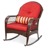Wicker Brown/Red Rocking Chair with Cushions/Pillow