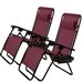 Set of 2 Burgundy Wine Red Folding Outdoor Zero Gravity Lounge Chair