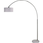 Modern 81-inch Arch Floor Lamp with White Drum Shade and Marble Base