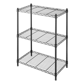 Small 3-Shelf Storage Rack Shelving Unit in Black Metal with Adjustable Leveling Feet