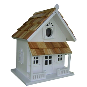 White Victorian Cottage Wooden Birdhouse - Fully Assembled