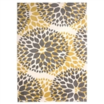5' x 7' Grey Yellow Floral Woven Stain Resistant Polypropylene Area Rug