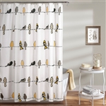 72 inch Height Polyester Yellow Grey Birds  Shower Curtain