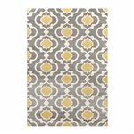 3'3" x 5' Grey Yellow Trellis Geometric Polypropylene Area Rug