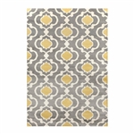 5'3" x 7' Grey Yellow Trellis Geometric Polpropylene Area Rug