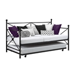 Twin size Contemporary Daybed and Trundle Set in Black Metal Finish