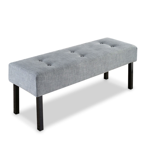 Modern Grey Linen Upholstered Memory Foam Button-Tufted Accent Bench