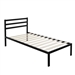 Twin Modern Metal Platform Bed Frame with Headboard and Wood Slats