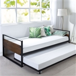 Twin size Metal Wood Daybed Frame with Roll Out Trundle Bed