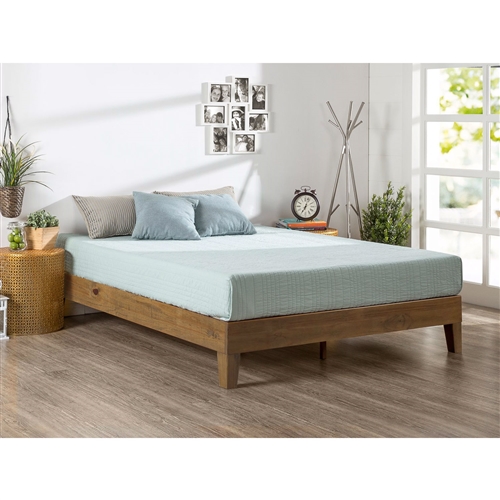 Twin size Solid Wood Platform Bed Frame in Pine Finish