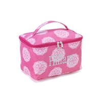 large hot pink cosmetic bag