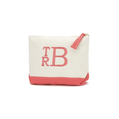 Coral Canvas Cosmetic Bag