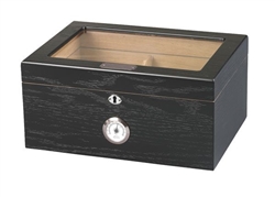 Glass Top Black Oak Desktop Humidor - 75 cigar