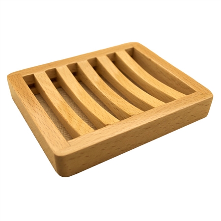 Beech Wood Soap Dish Curved Rectangle Tray