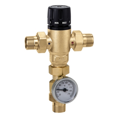 Caleffi Â½" NPT male MixCal NPT with inlet check valve and thermometer 521410AC