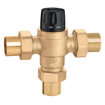Caleffi 1 Â¼" sweat adjustable thermostatic mixing valve, 523178A