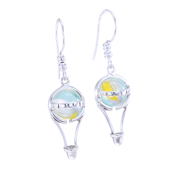 10mm Itty Bitty GAYM Hot Air Balloon Earrings - Solid Sterling Silver