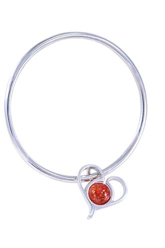 10MM Itty Bitty Happy Heart Bangle Bracelet- Solid Sterling Silver