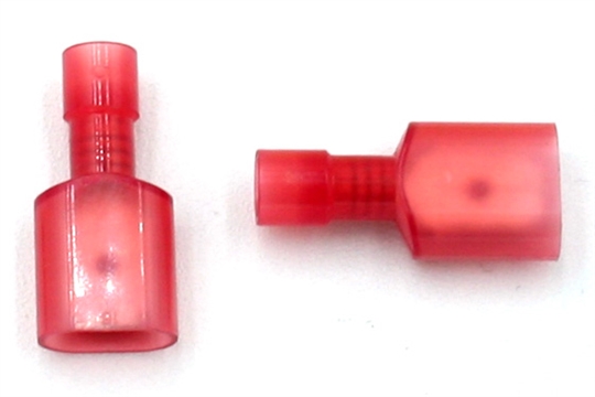 [81-00002-R] 1/4 inch Male Spade Connector Insulated Red