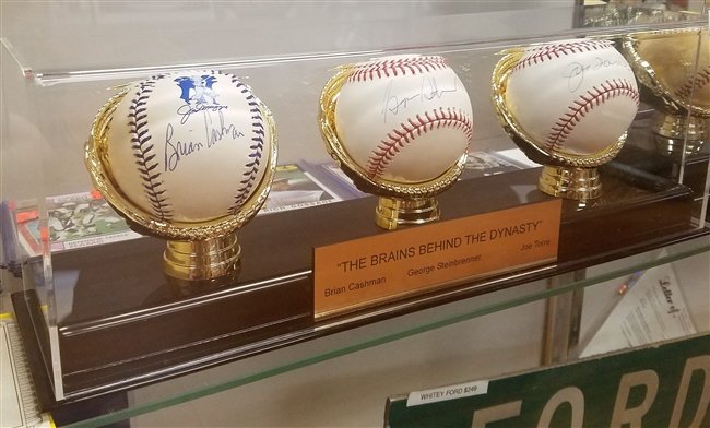 Brian Cashman, George Steinbrenner, & Joe Torre Signed Baseballs w/Case