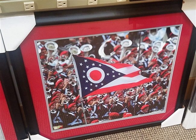 Flag of Ohio Waving 16 x 20 Framed