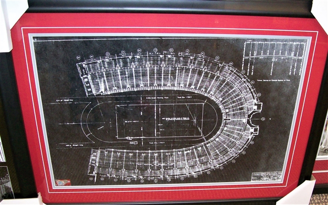 Ohio Stadium Blueprint 16 x 20 Framed