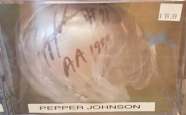 Pepper Johnson Signed Mini Helmet w/Case