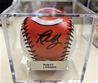 Rhett Lowder Signed Cincinnati Reds Baseball w/Case
