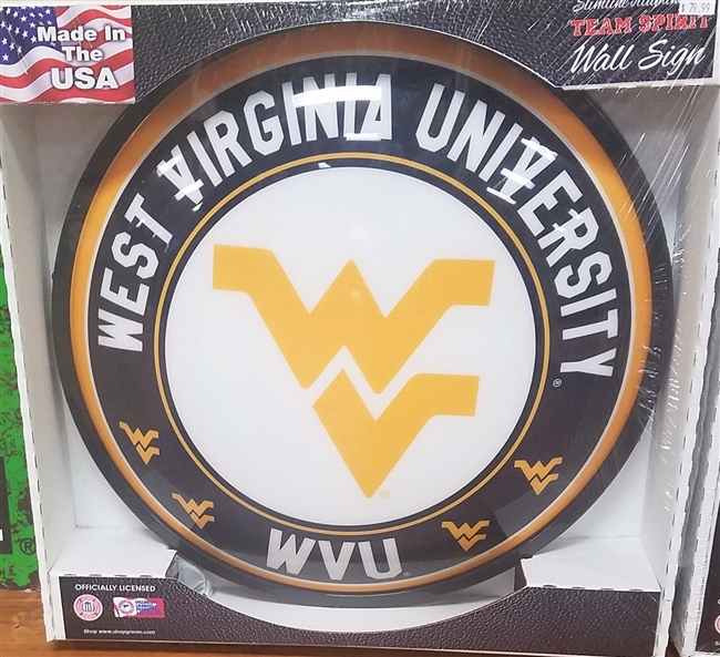 Slimline Illuminated Round West Virginia Mountaineers Wall Sign