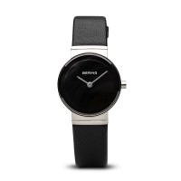 Bering ladies classic black leather watch