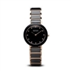 Bering ladies black ceramic polished rose gold watch with Swarovski elements