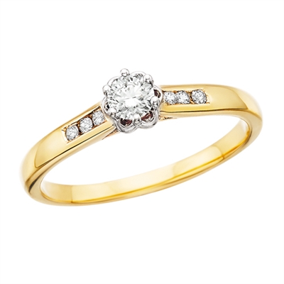 10k white & yellow gold diamond engagement ring with matching band