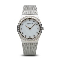 Bering classic ladies polished silver watch with Swarovski elements