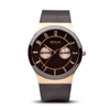 Bering Ceramic brown & brushed rose gold watch