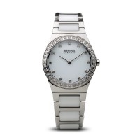 Bering ladies white ceramic cz watch