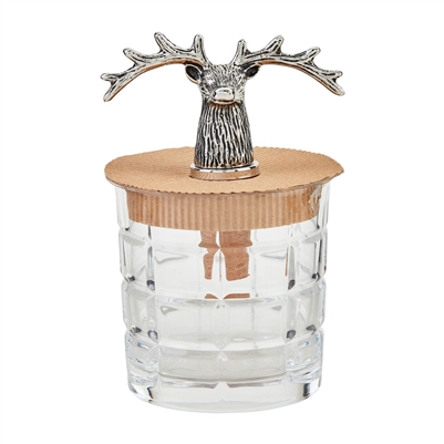 Mud Pie wide antler double old fashioned glass & deer bottle stopper