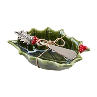 Mud Pie Holly tidbit bowl & spreader set