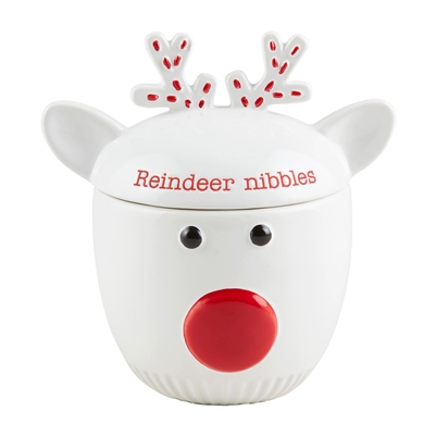Mud Pie Christmas character small reindeer ceramic treat jar