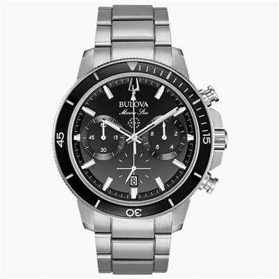 men's Bulova black dial marine star watch